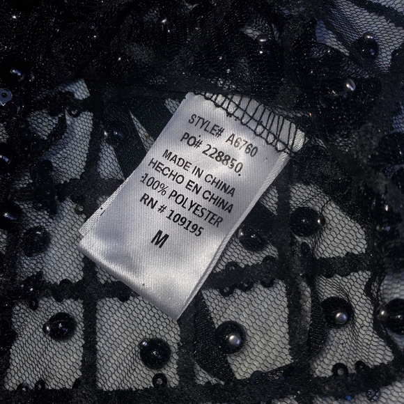 Sequin Beaded Mesh Halter Top M Color: Black - Picture 1 of 3